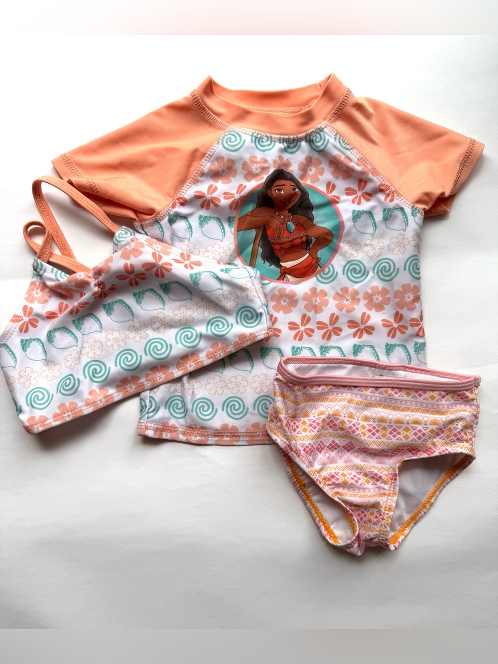 Disney Moana Orange & Teal Girls' 3-Piece Swim Set